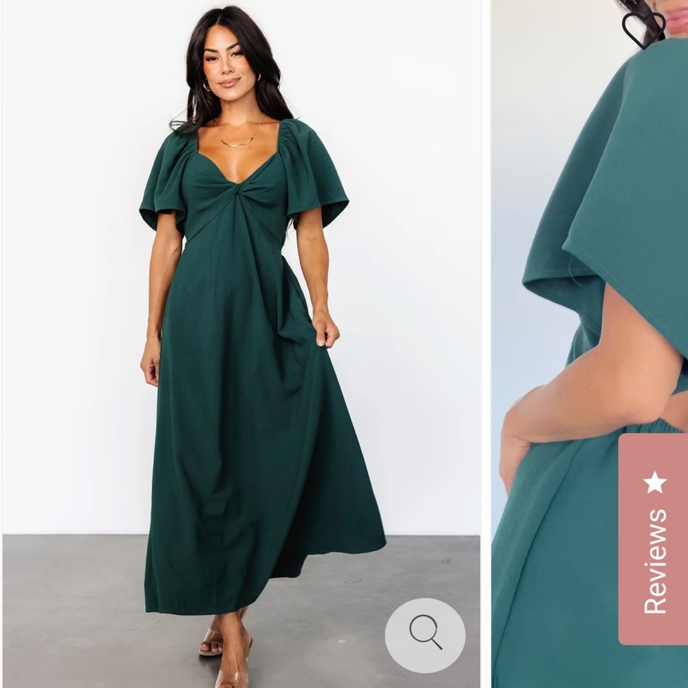 Baltic Born Green Flutter Sleeve Maxi Dress